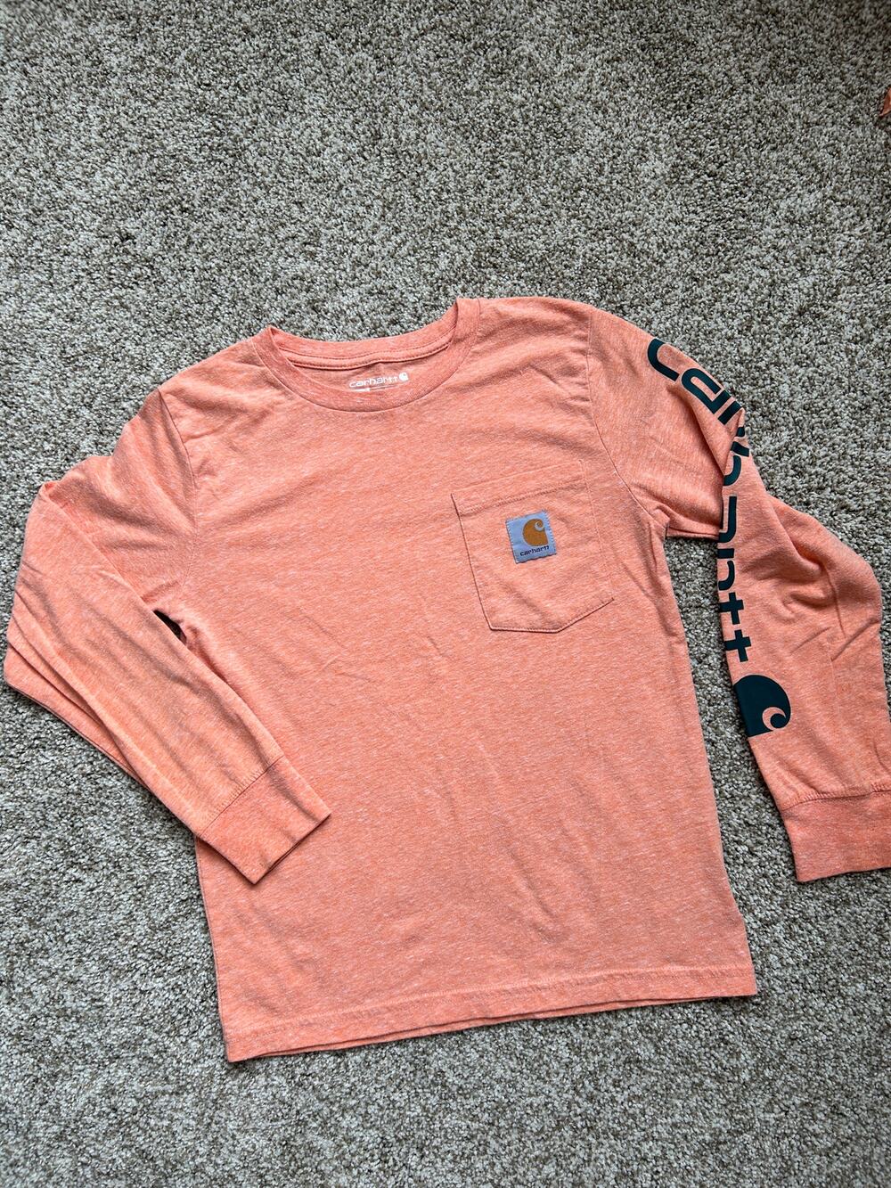 Youth Peach Carhartt Long Sleeve Shirt, Size Small 8-10